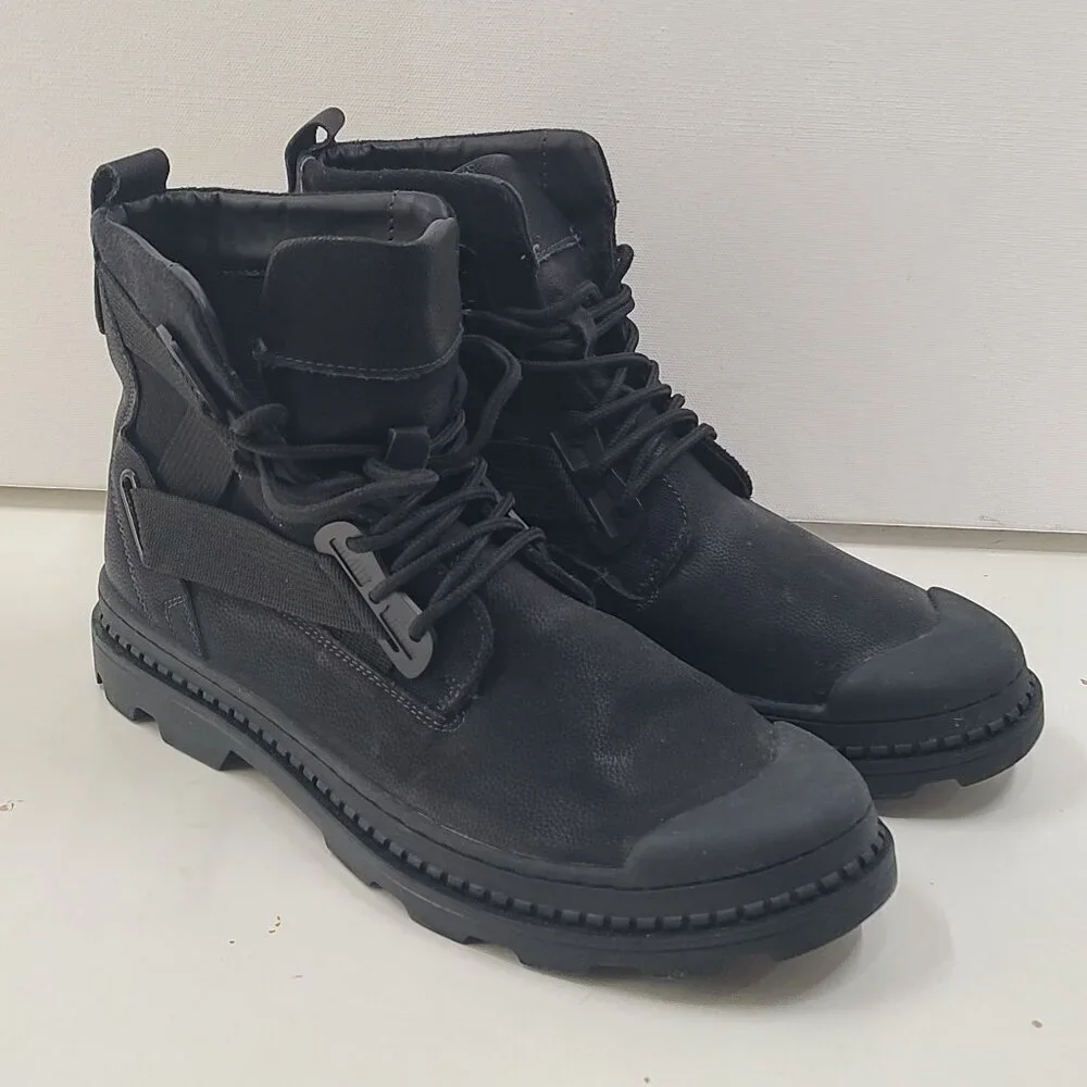 Men Lace Up Chukky Ankle Boot High Top Outdoor Tooling Boot Black Size 8.5